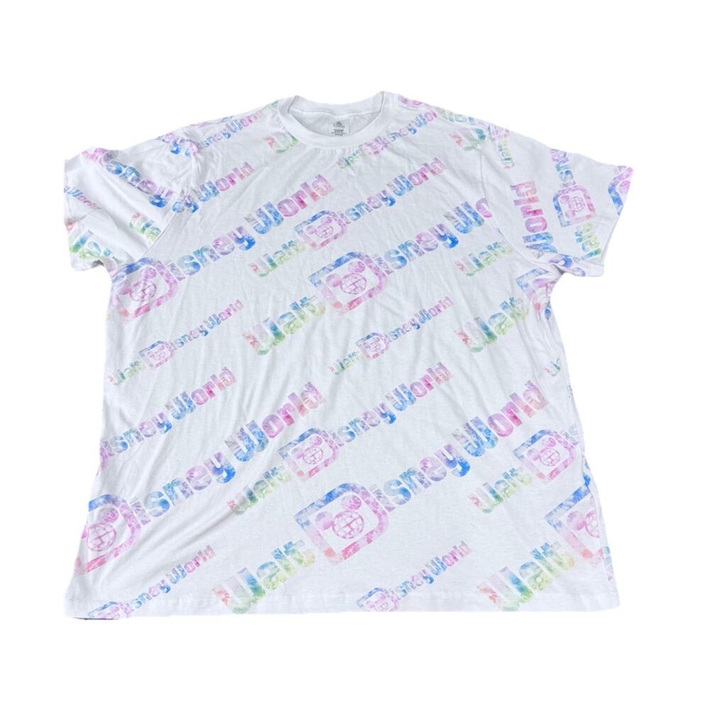 Walt Disney World Logo Crewneck T-Shirt for Adults XXL White Pastel NEW